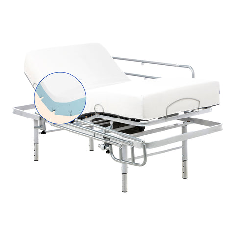 Geriafy - Pack Letto ortopedico elettrico | Materasso Visco Tencel (80x200 cm - Telecomando, Gambe regolabili + Sponde letto)