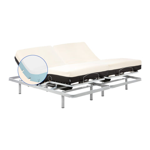 Geriafy - Letto matrimoniale elettrico a due letti | Materassi Ortopedici Memory foam Cotone (160x190 cm, Telecomando)