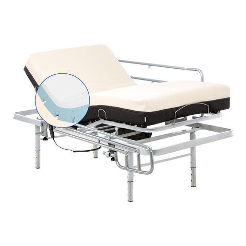 Geriafy - Pack Letto Elettrico Regolabile in 4 Altezze con Materasso Ortopedico Memory foam Cotone e sponde letto (80x200 cm, Gambe regolabili)