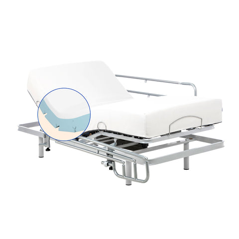 Geriafy - Pack Letto ortopedico elettrico | Materasso Visco Tencel (80x200 cm - Telecomando, Gambe fisse + Sponde letto)