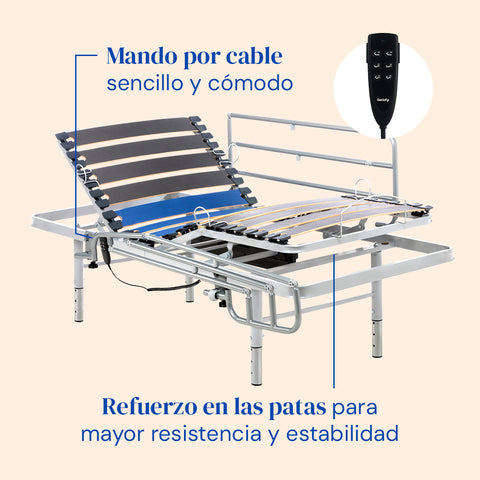 Pack Cama Articulada regulable en altura con Colchón Impermeable Origin HR (80x190 cm, barandillas)