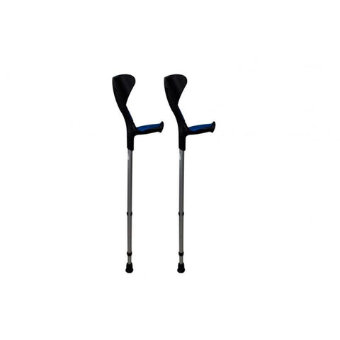 Pack 2 stampelle in alluminio con impugnatura anatomica in gomma colore blu