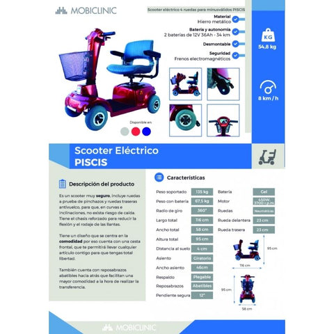 Scooter Elettrico per Persone con Mobilità Ridotta Piscis