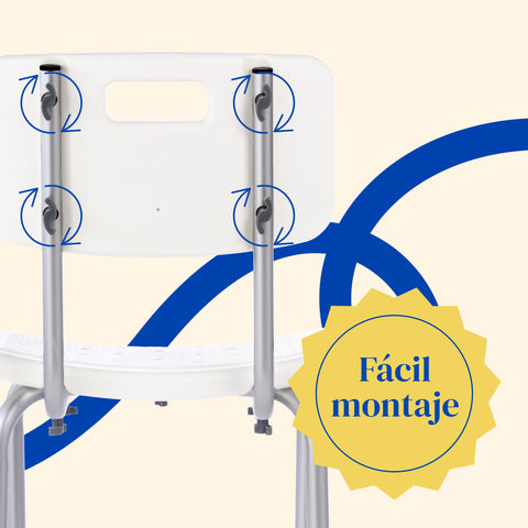 Silla de ducha con respaldo y regulable en altura