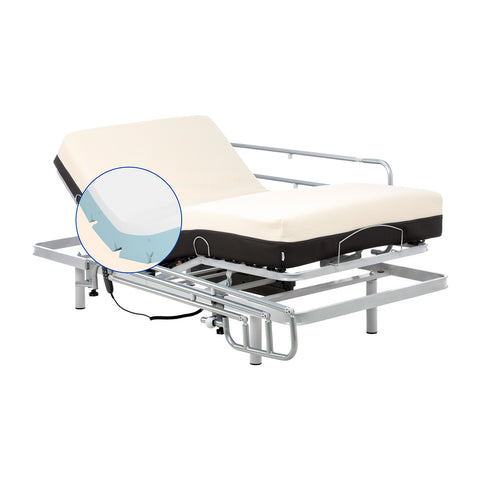 Geriafy - Pack Letto elettrico con Materasso Ortopedico Memory foam Cotone (80x190 cm, Gambe fisse + sponde letto)