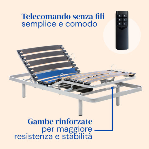 Geriafy - Pack Letto ortopedico elettrico | Materasso Visco Tencel (90x190 cm - Telecomando, Gambe fisse)