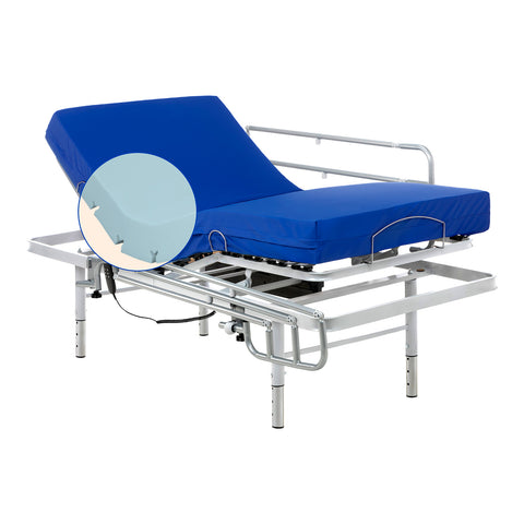 Letto ospedaliero con gambe regolabili, materasso sanitario HR e sponde letto - 90x200 cm