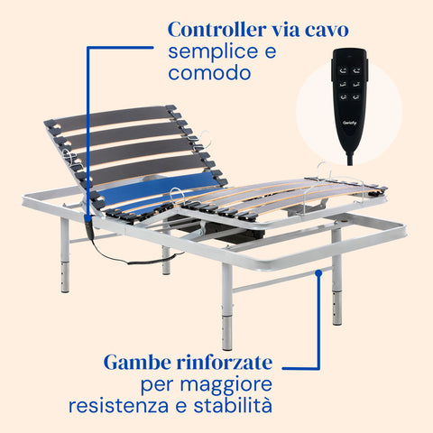 Letto ospedaliero con gambe regolabili, materasso sanitario HR e sponde letto - 90x200 cm