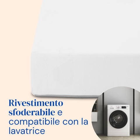 Letto ortopedico elettrico con gambe regolabili e materasso viscoelastico Tencel - 90x200 cm