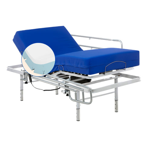 Letto ospedaliero con gambe regolabili, materasso sanitario viscoelastico plus e sponde letto - 90x200 cm