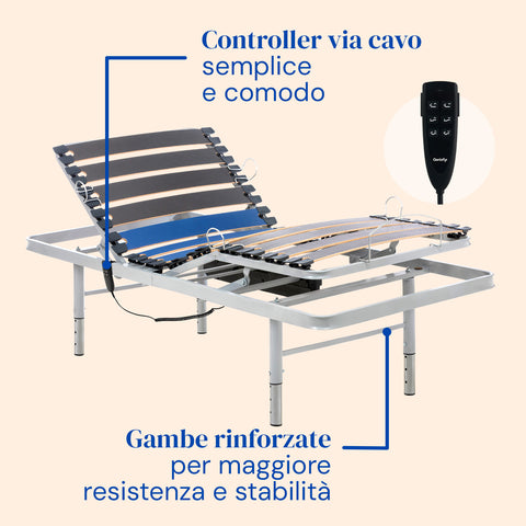 Letto ospedaliero con gambe regolabili e materasso sanitario viscoelastico plus - 90x200 cm