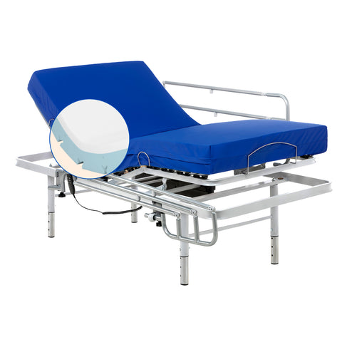 Letto ospedaliero con gambe regolabili, materasso sanitario e sponde letto - 90x200 cm